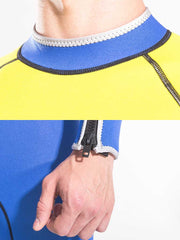 HISEA Men 3MM Long Sleeve Full Wetsuit Blue Yellow Details