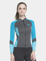 MYLEDI Ladies 2mm Front Zip Wetsuit Jacket Blue