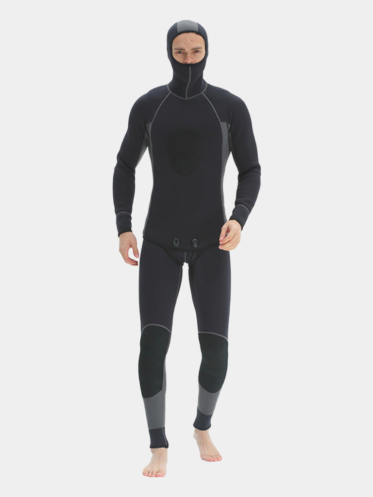 MYLEDI Men Two Piece Hooded Wetsuit Black Grey