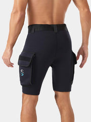 SLINX Men's Surfing Wetsuit Shorts with Pockets, Black