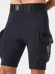 SLINX Men's Surfing Wetsuit Shorts with Pockets, Black