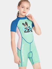 SABOLAY Girls One Piece Neoprene Thermal Wetsuit Green side