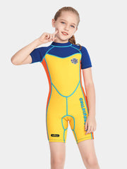 SABOLAY Girls One Piece Neoprene Thermal Wetsuit Yellow Blue